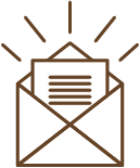 Icon of a letter coming out of an open envelope